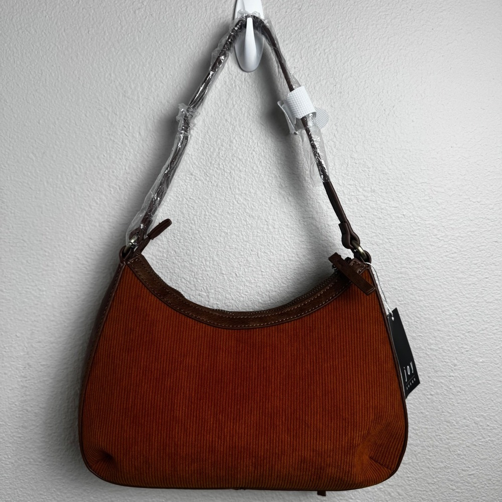 Joy Susan Hallie Hobo Bag Small Dijon Brown Corduroy Vegan Leather Trim NEW